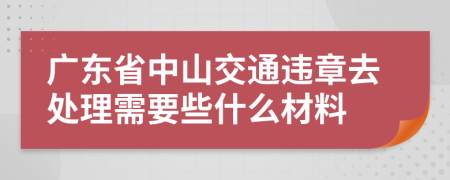 广东省中山交通违章去处理需要些什么材料