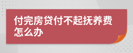 付完房贷付不起抚养费怎么办