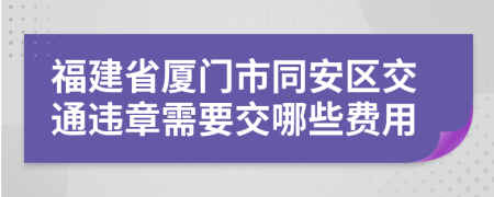 福建省厦门市同安区交通违章需要交哪些费用