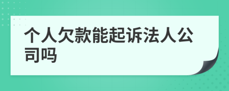 个人欠款能起诉法人公司吗