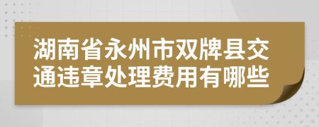 湖南省永州市双牌县交通违章处理费用有哪些