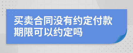 买卖合同没有约定付款期限可以约定吗