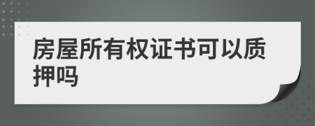 房屋所有权证书可以质押吗