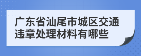 广东省汕尾市城区交通违章处理材料有哪些