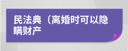 民法典（离婚时可以隐瞒财产
