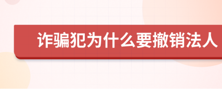 诈骗犯为什么要撤销法人