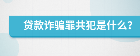 贷款诈骗罪共犯是什么？