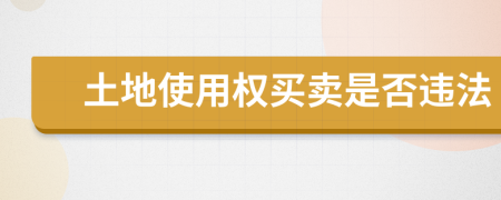 土地使用权买卖是否违法