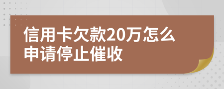 信用卡欠款20万怎么申请停止催收