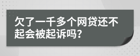 欠了一千多个网贷还不起会被起诉吗？