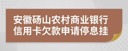 安徽砀山农村商业银行信用卡欠款申请停息挂