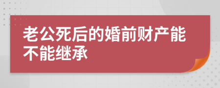 老公死后的婚前财产能不能继承