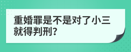 重婚罪是不是对了小三就得判刑？