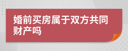 婚前买房属于双方共同财产吗