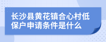 长沙县黄花镇合心村低保户申请条件是什么