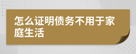 怎么证明债务不用于家庭生活