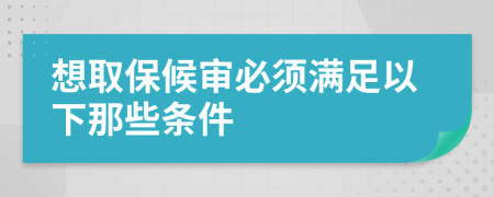 想取保候审必须满足以下那些条件