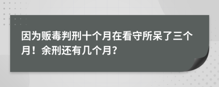 因为贩毒判刑十个月在看守所呆了三个月！余刑还有几个月？