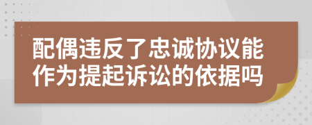 配偶违反了忠诚协议能作为提起诉讼的依据吗