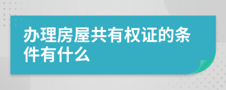 办理房屋共有权证的条件有什么