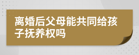 离婚后父母能共同给孩子抚养权吗