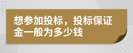 想参加投标，投标保证金一般为多少钱