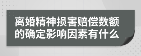 离婚精神损害赔偿数额的确定影响因素有什么