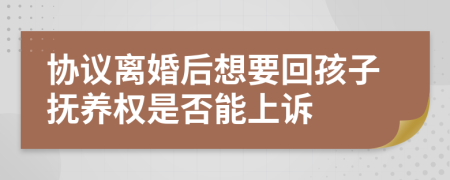 协议离婚后想要回孩子抚养权是否能上诉