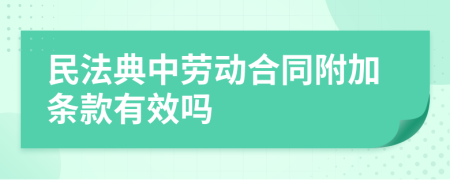 民法典中劳动合同附加条款有效吗