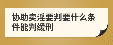 协助卖淫要判要什么条件能判缓刑