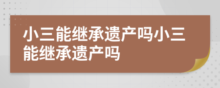 小三能继承遗产吗小三能继承遗产吗