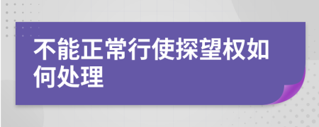 不能正常行使探望权如何处理