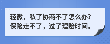 轻微，私了协商不了怎么办？保险走不了，过了理赔时间。