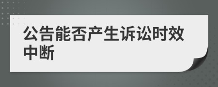 公告能否产生诉讼时效中断