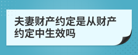 夫妻财产约定是从财产约定中生效吗