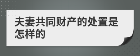 夫妻共同财产的处置是怎样的