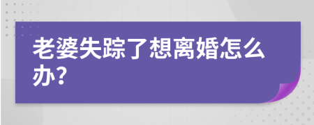 老婆失踪了想离婚怎么办？