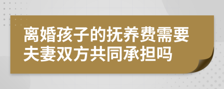 离婚孩子的抚养费需要夫妻双方共同承担吗