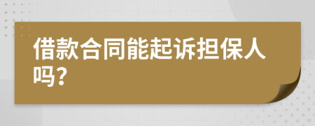 借款合同能起诉担保人吗？