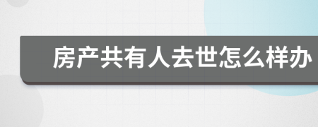 房产共有人去世怎么样办