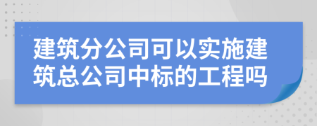 建筑分公司可以实施建筑总公司中标的工程吗