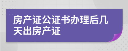 房产证公证书办理后几天出房产证