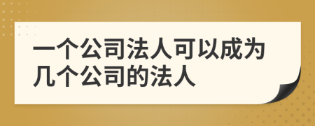 一个公司法人可以成为几个公司的法人