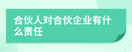 合伙人对合伙企业有什么责任