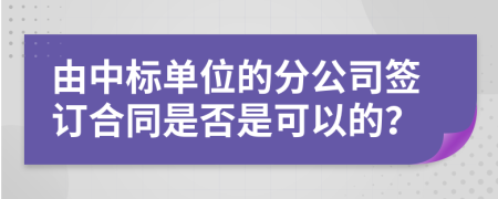 由中标单位的分公司签订合同是否是可以的？