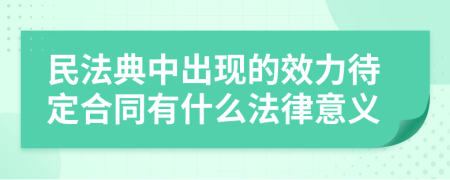 民法典中出现的效力待定合同有什么法律意义