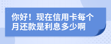 你好！现在信用卡每个月还款是利息多少啊