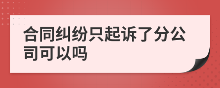 合同纠纷只起诉了分公司可以吗