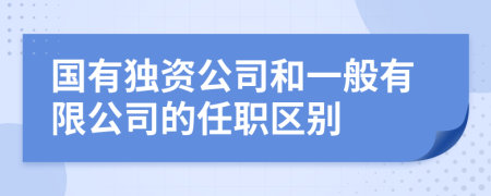 国有独资公司和一般有限公司的任职区别