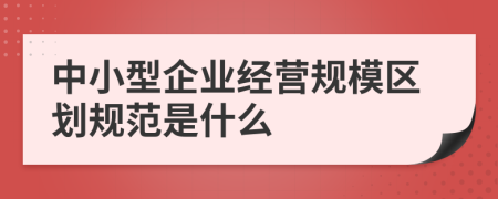 中小型企业经营规模区划规范是什么